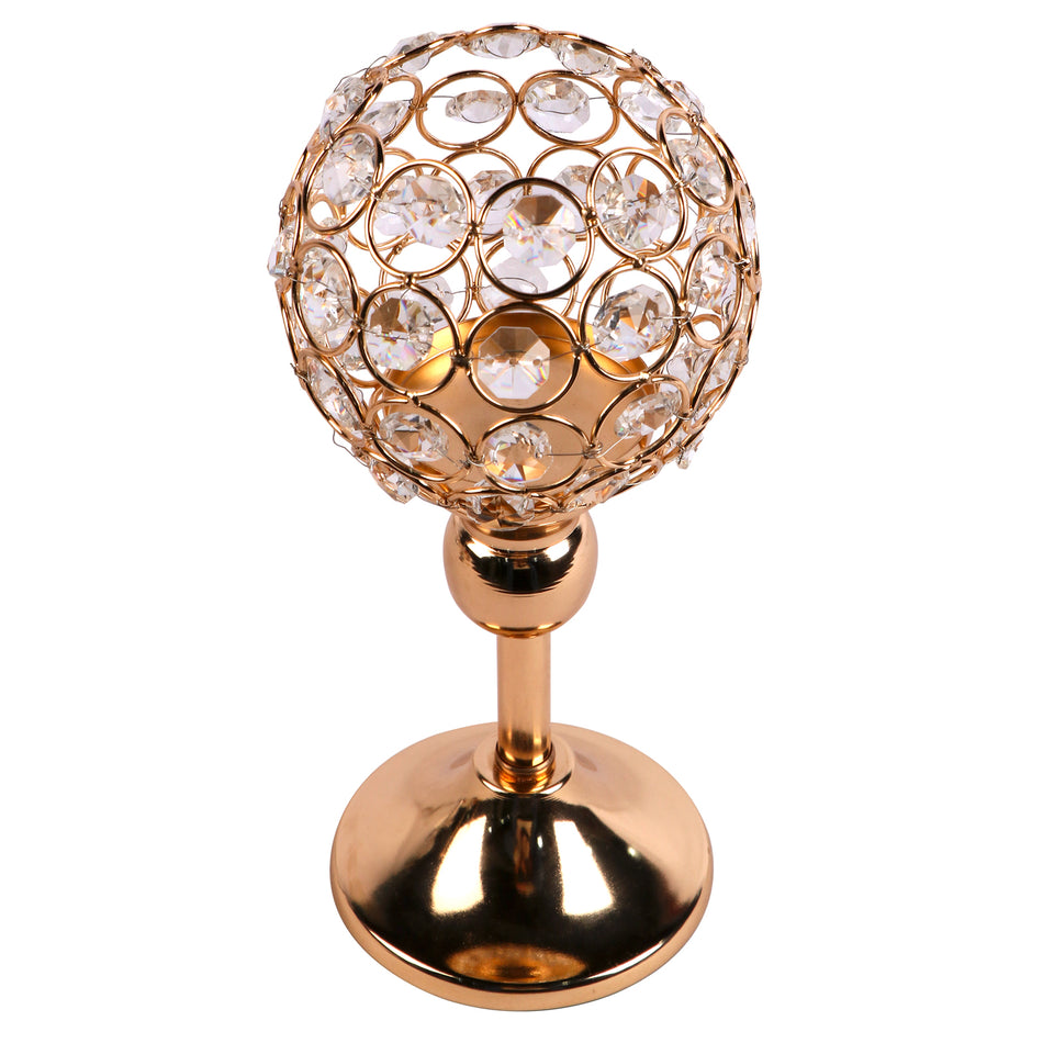 BIGTREE Crystal Sphere Candle Holder for Anniversary Celebration Gold