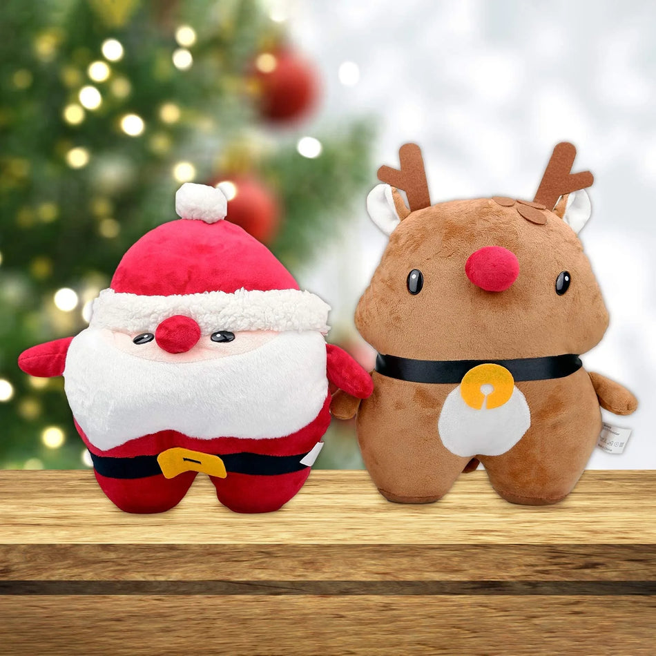 BIGTREE 2 Pack Santa Clause Reindeer Christmas Pillow Plush Soft Stuffed Funny Decoration