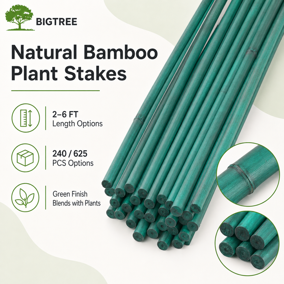 Garden Stakes,2-6FT Natural Bamboo Plant Stakes,625/240Pcs Plant Support Stakes Bamboo Sticks for Tomatoes,Beans,Flowers&Potted Plants,Indoor and Outdoor Climbing Plants
