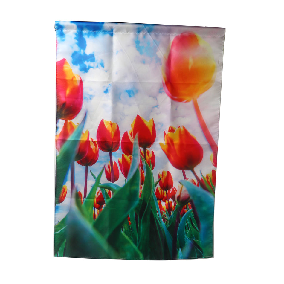 SM Garden Flag - Vibrant Tulip Floral Design, Durable Polyester Garden Flag for Outdoor Decor, Spring & Summer Yard Banner