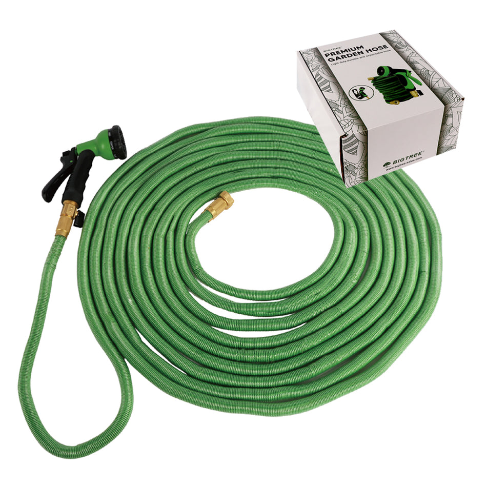 75′ /50'Garden Hose Elastic Latex Shroud Spray Novel Quick Shutoff Brass Valve ELT