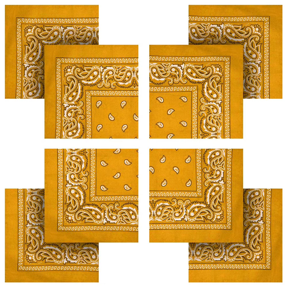 BIGTREE 8pk Orange Unisex Cotton Bandanas Multi-Purpose Headbands