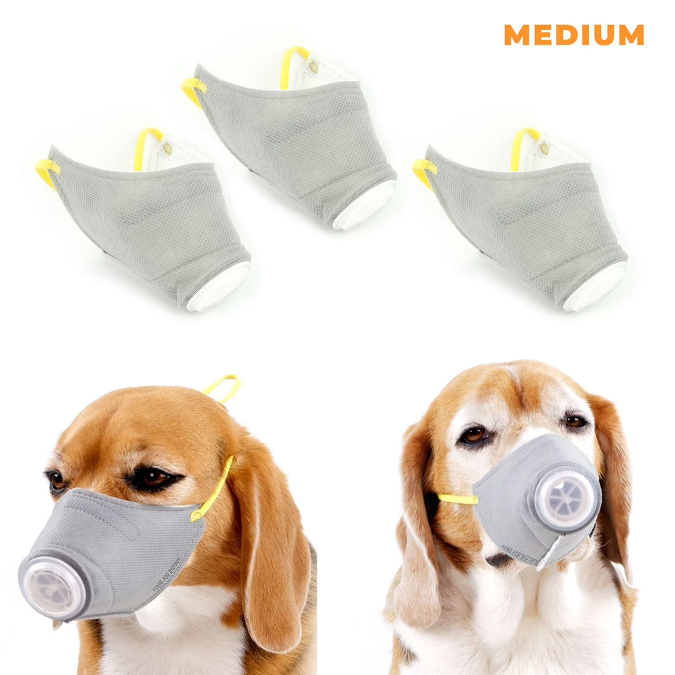 BIGTREE PM2.5 Mask Filters Medium Dog Masks Adjustable Anti-Dust Suit for Pup Dog Pets 3pk
