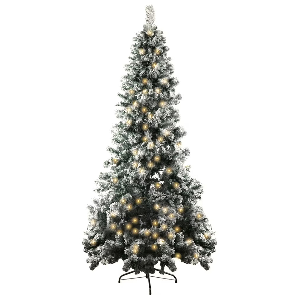 BIGTREE Xmas 7ft Pre-Lit Snow Flocked Artificial Christmas Pine Tree Holiday Decor W/ 250 Warm White Lights