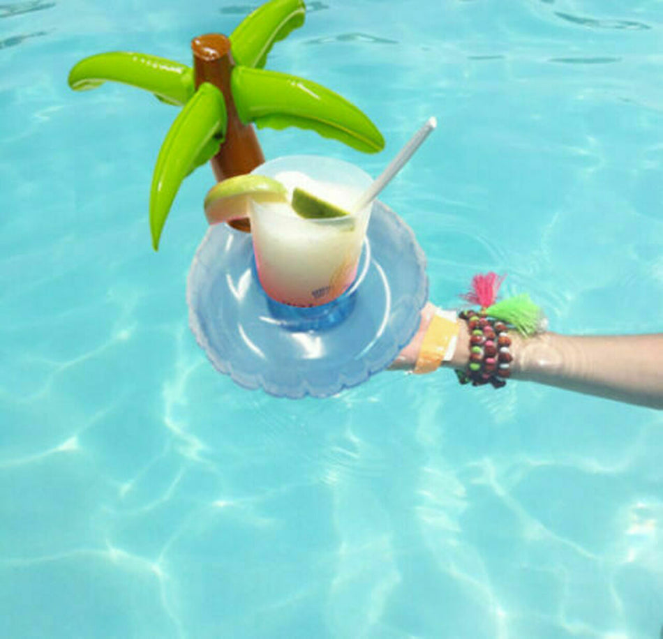 BIGTREE Palm Tree Pool Side Cup Holder Inflatable Water Fun Drink Float