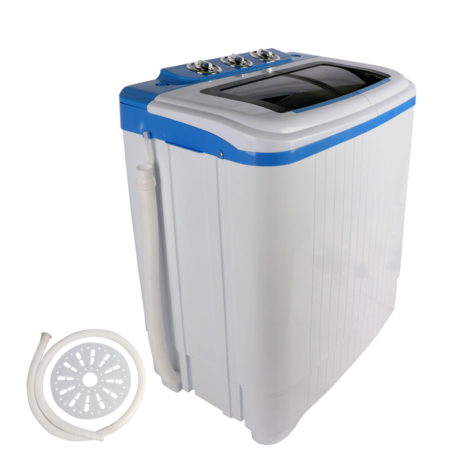 BIGTREE Portable Compact Mini Washer and Dryer Twin Tub Versatile Washing Machine with 11 lbs Washing & 5.5 lbs Spin Dryer Load Cappacity Gravity Drain Pump and Drain Hose for apartments