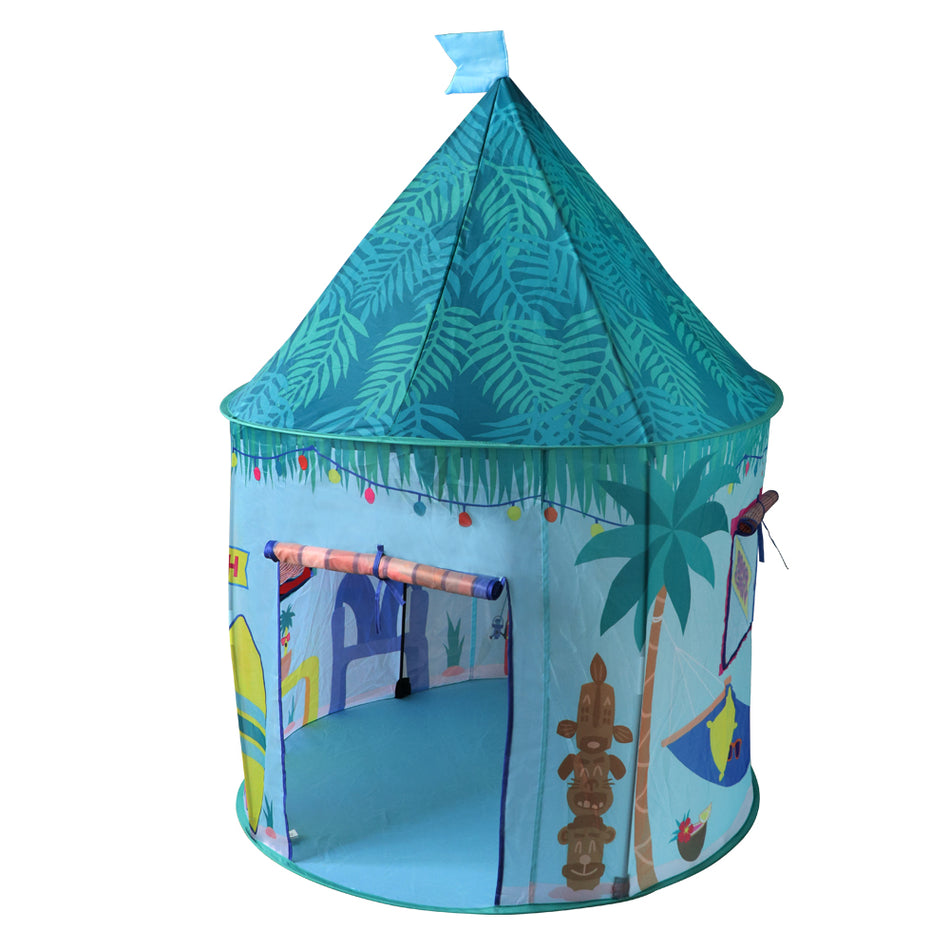 Palace Pop Up Castle Play Foldable Playhouse Tiki Tent Travel Case Blue