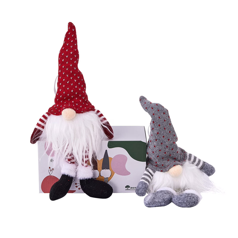 BIGTREE Christmas Gnome Winter Christmas Decor Plush Gnome Toy Grey & Red, 13.8in