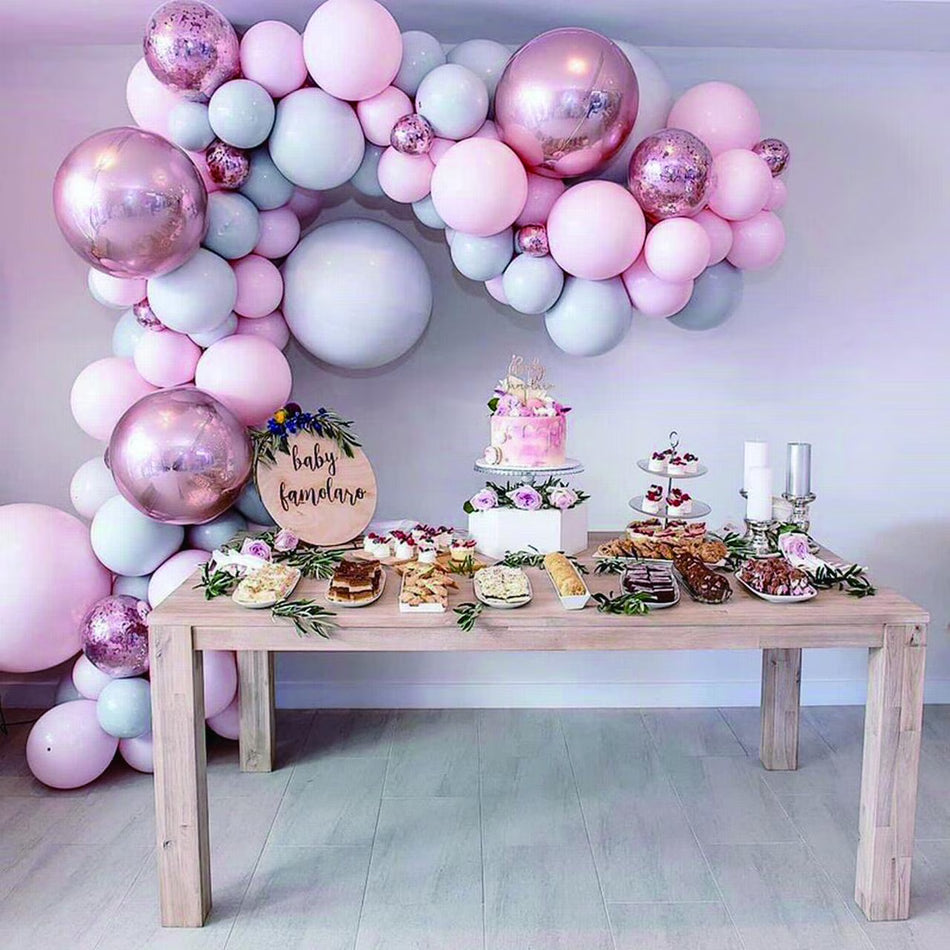 BIGTREE Balloon Garland Arch 169 Assorted Party Kit Pink Gray Clear Confetti