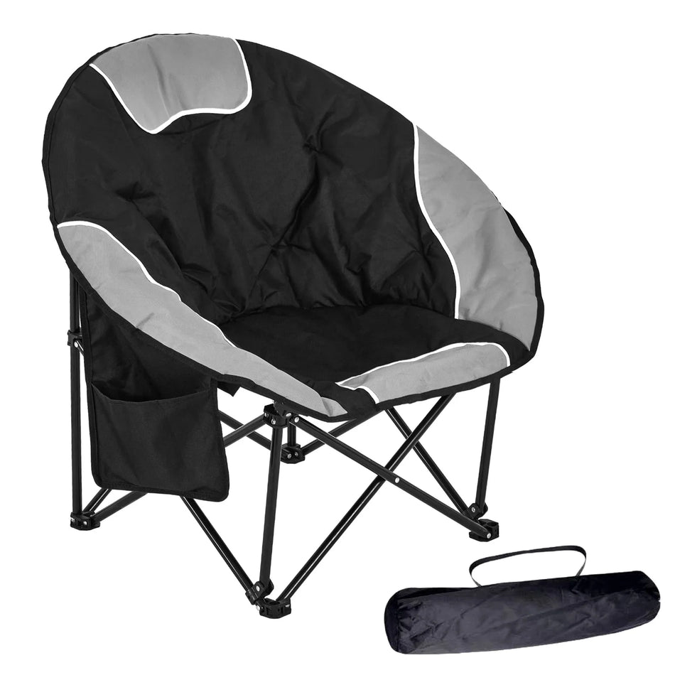 BIGTREE Oversized Moon Chair Folding Camping Chair Round Portable Outdoor Chair for Adults, Gray