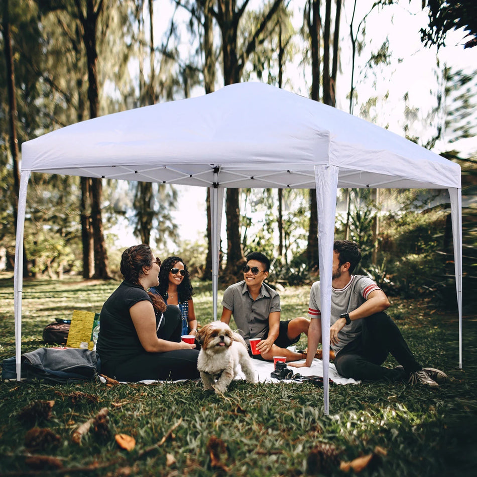 BIGTREE 10x10ft White Outdoor Canopy Tent Portable Gazebo Foldable Shelter Roof Cover Sun Shade