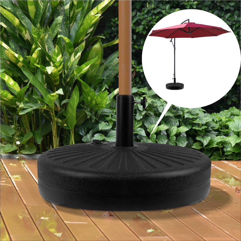 BIGTREE 20'' Round Patio Outdoor Market Umbrella Base Stand HDPE Heavy Duty Sand Filled 61lb, Black