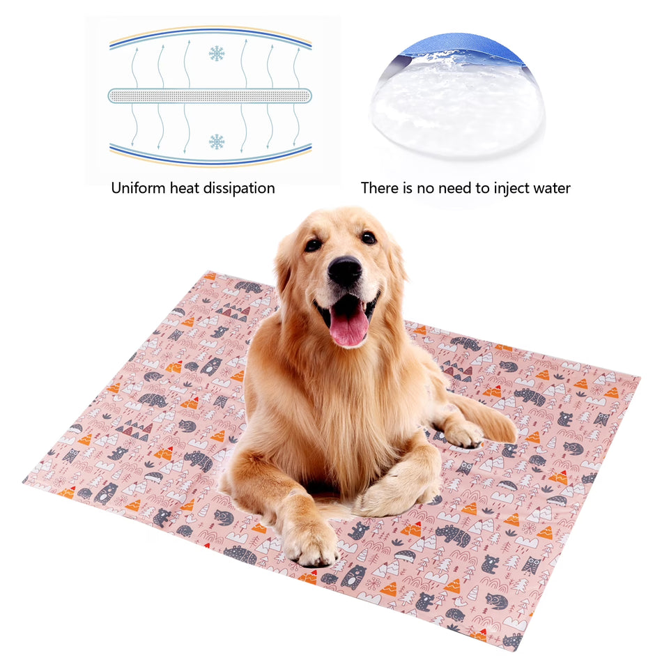 BIGTREE Dog Self Cool Mat Summer Cooling Kennel Crate Comfort Pad Pink Large