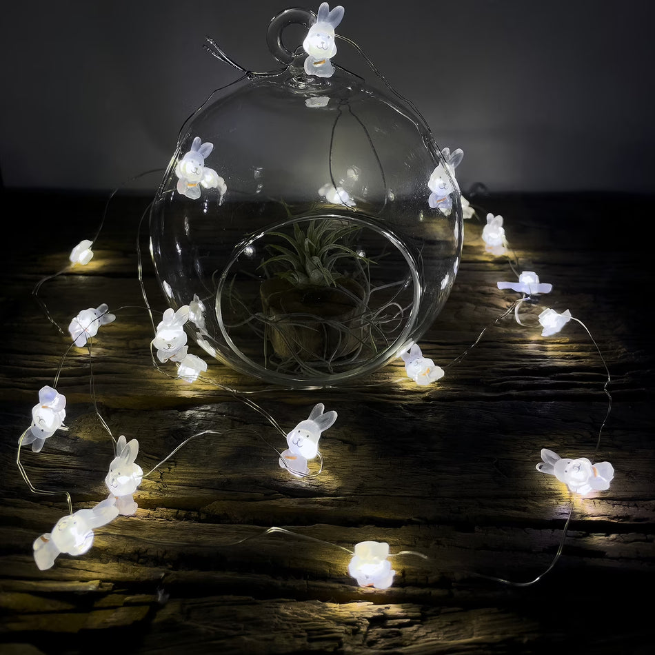BIGTREE String Light White LED Bunny Battery Power Decoration Sphere for Party