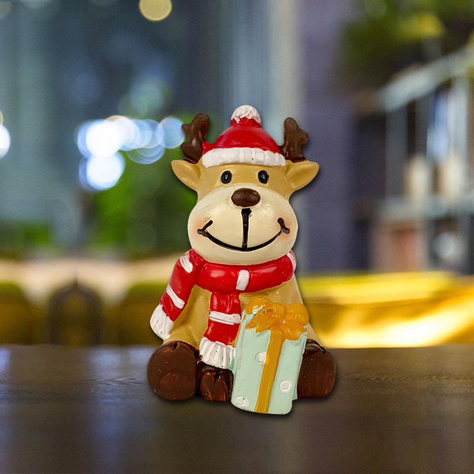 BIGTREE 2" Resin Christmas Reindeer Holiday Decorative Figurine Collectors Gifts and Decoration, Red