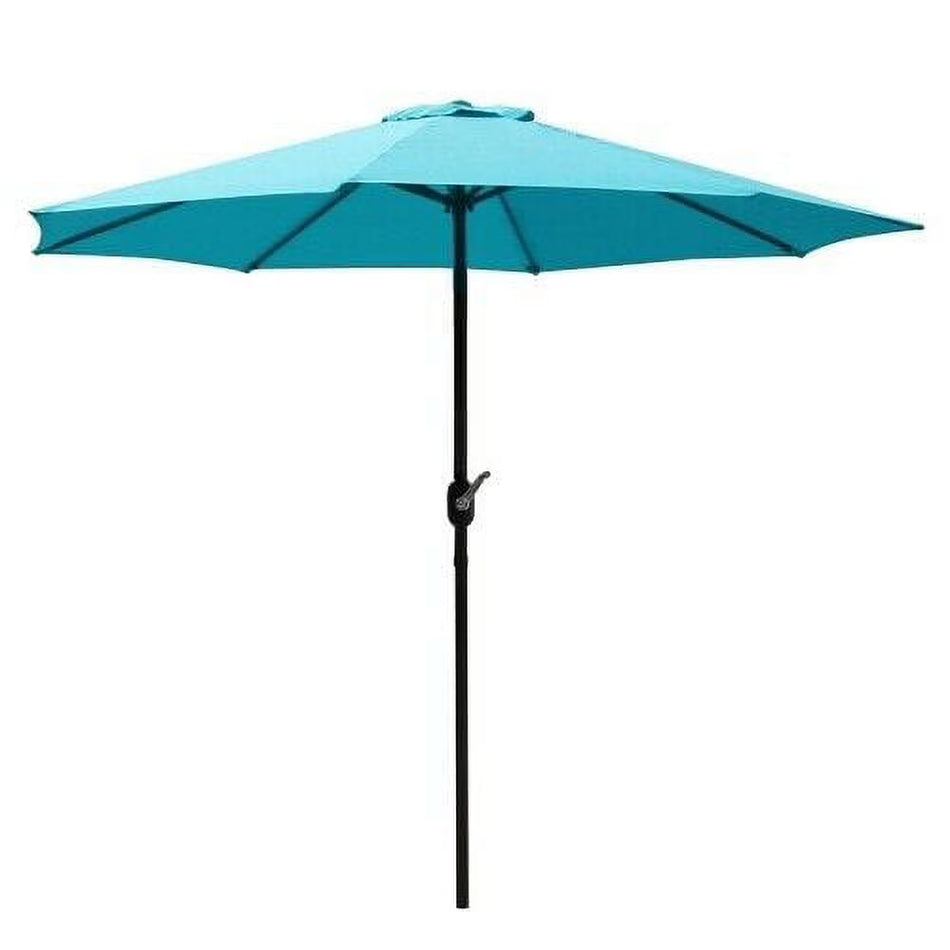 BIGTREE 9FT Table Umbrella 1.5 Diameter Pole Outdoor Garden Patio Adjustable Crank Easy Ratcheting Folding 8 Ribs Light Blue