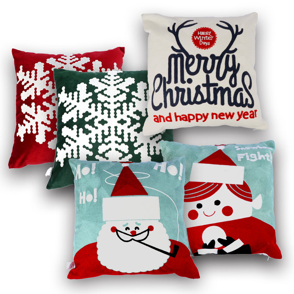 BIGTREE Christmas Decorative Pillow Christmas Snowflake Santa Clause Reindeer Home Decor Throw Pillow Set of 3