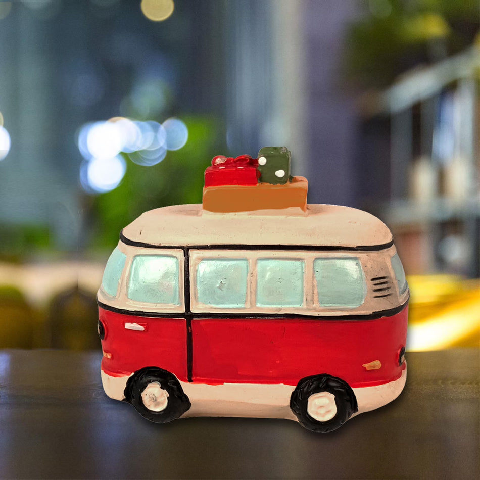 BIGTREE 2 inch Resin Christmas Trip Bus Funny Holiday Decorative Figurine Collectors Humor Gift, Red