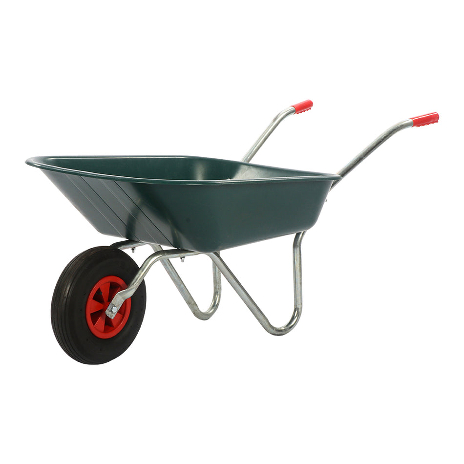 65L Heavy-Duty Garden Wheelbarrow, Metal Utility Cart with Pneumatic Tire