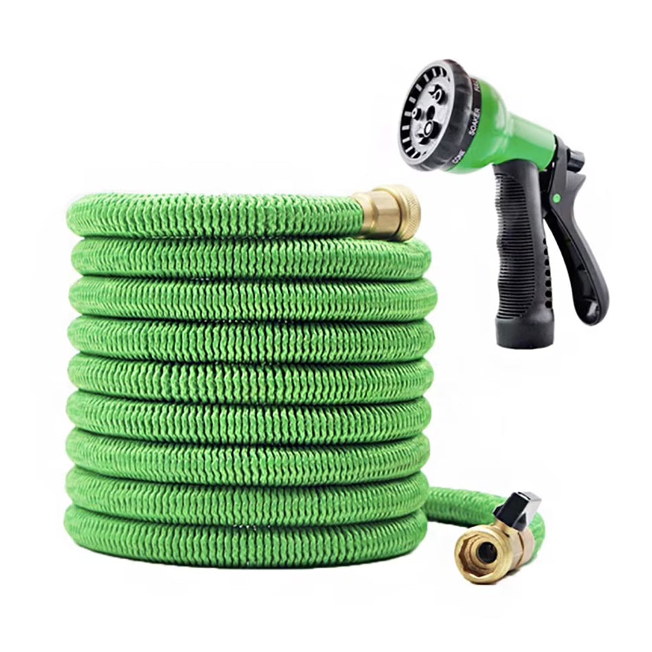 BIGTREE 75ft Expandable Latex Garden Hose High Pressure Water Spray Nozzle Garden, Green