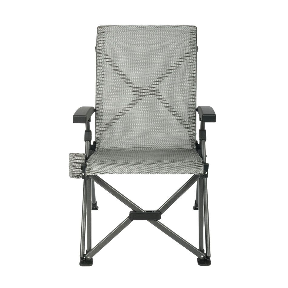 Mesh Folding Outdoor Chair with Cup Holder - Lightweight Portable Chair for Camping, Patio & Garden