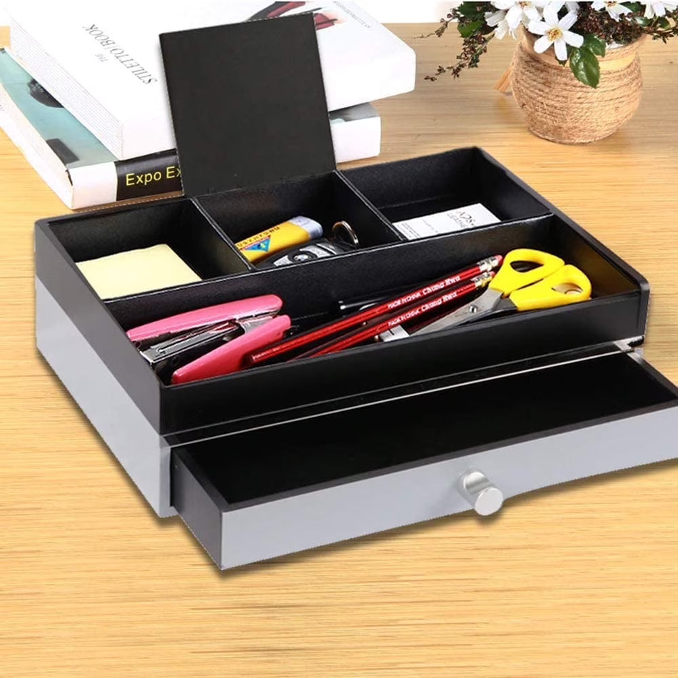 BIGTREE Teachers Desk Supply Jewelry Drawer Organizer Display Dresser Valet PVC Storage Box, Unisex