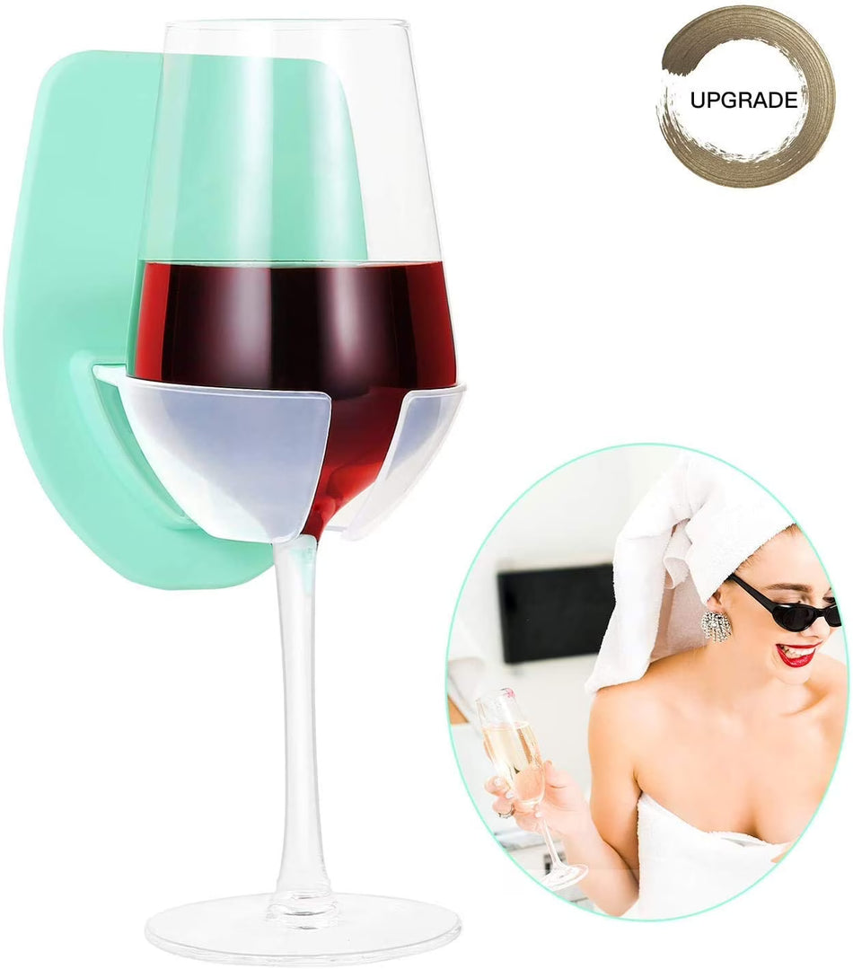 BIGTREE Green Wine Glass Holder Shower, Silicone Wine Glasses Holder Bathroom Accessories