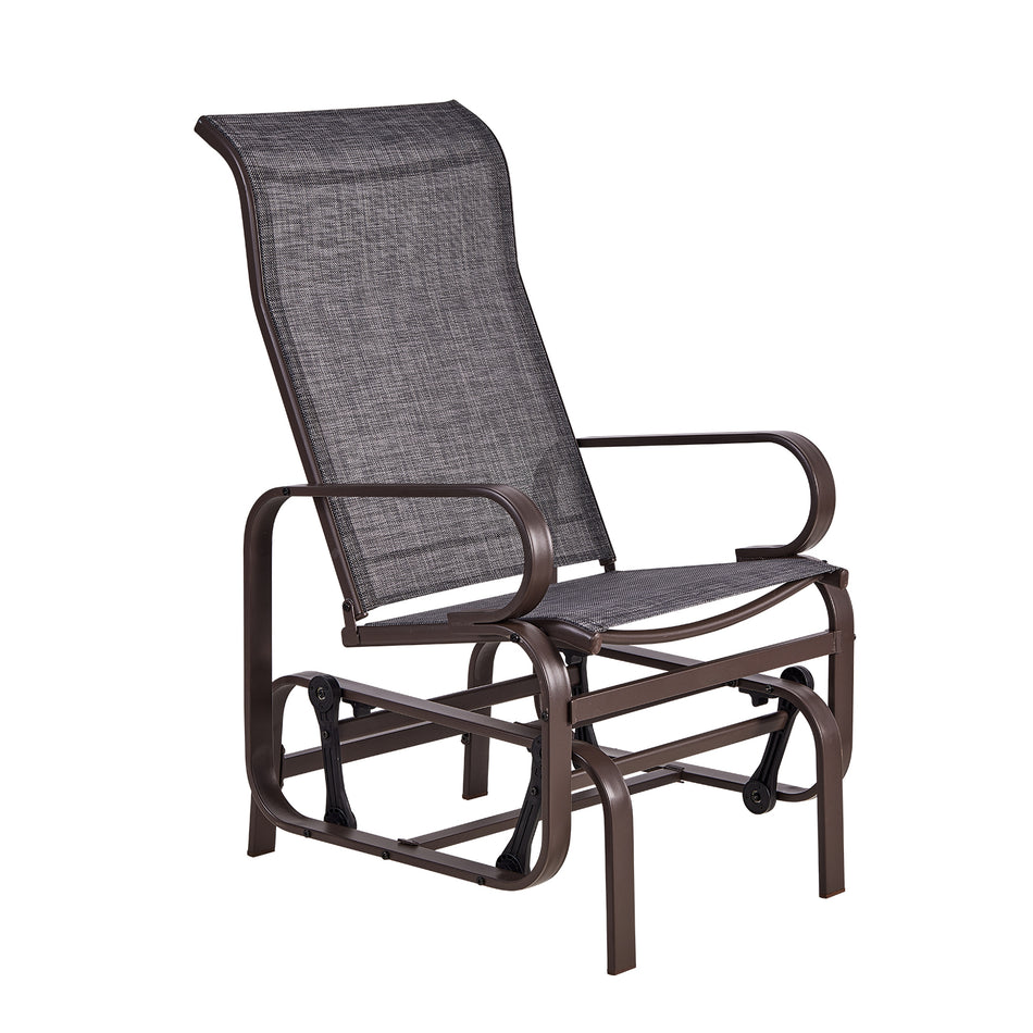 BIGTREE Outdoor Swing Glider Chair,Rocker Patio Chair, Glider Rocker Chair w/Stable Steel Frame & Breathable Mesh for Garden, Porch Patio & Backyard (Single Chair)