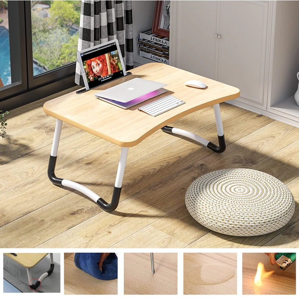 BIGTREE Bed Tray Table with Folding Legs and Tablet Slot