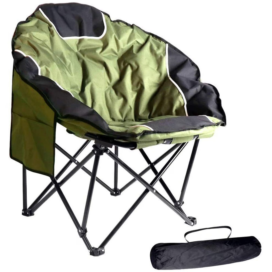 BIGTREE Oversized Camping Moon Chair Outdoor Folding Portable Adults Chair for Patio Lawn, Green