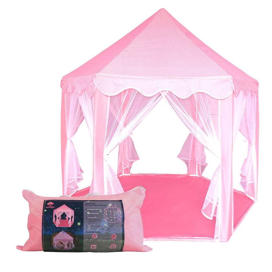 BIGTREE Kids Play Tent Princess Castle Indoor Outdoor Mesh Playhouse Pink, 55"x53"