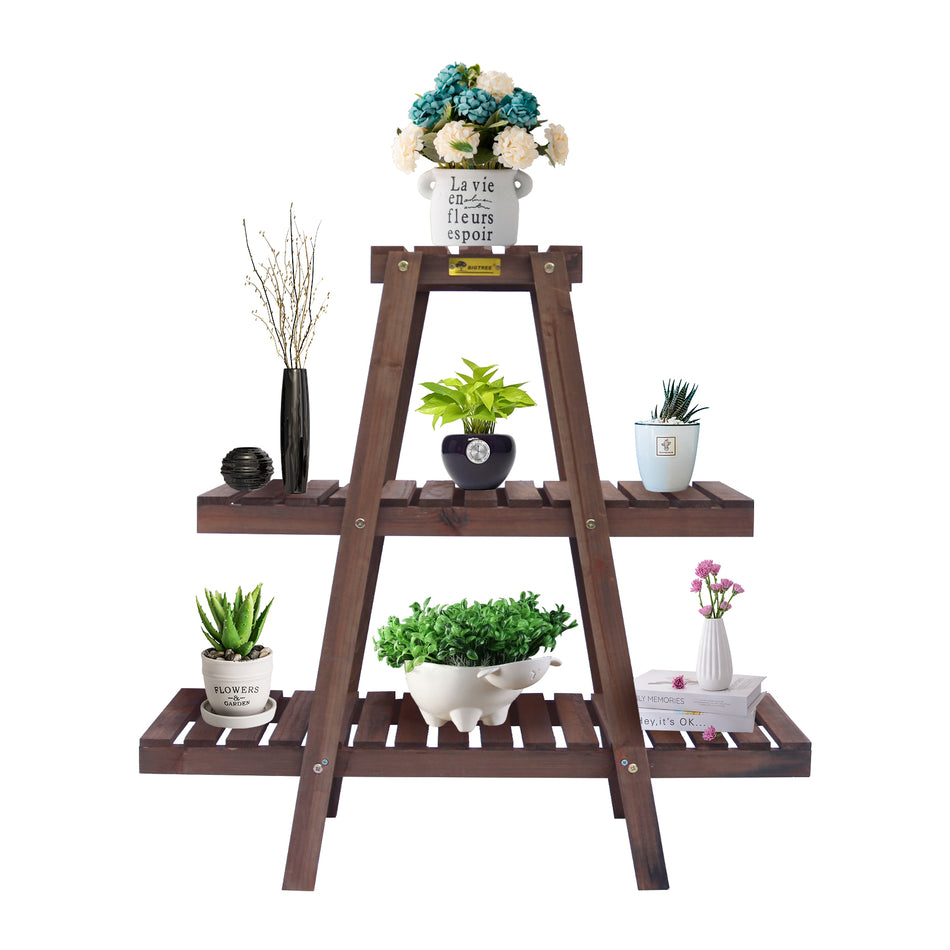 3 Tier Wood Plant Stand, Large Multi Tiered Plant Shelf for Multiple Plants, Indoor Tall Flower Pot Holder in Living Room Corner, Outdoor Plant Shelves Rack