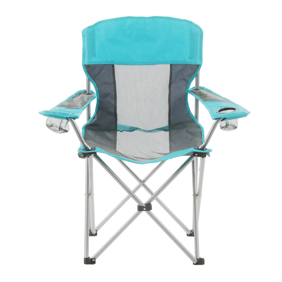 Folding Camping Chair with Mesh Back & Cup Holder, Portable Outdoor Chair for Camping, Picnics, Sports Events (Multiple Colors)