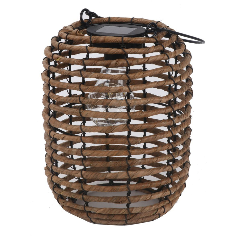 Rattan Solar Lantern - Woven Outdoor Hanging Lantern with LED Light, Decorative for Patio, Garden & Deck