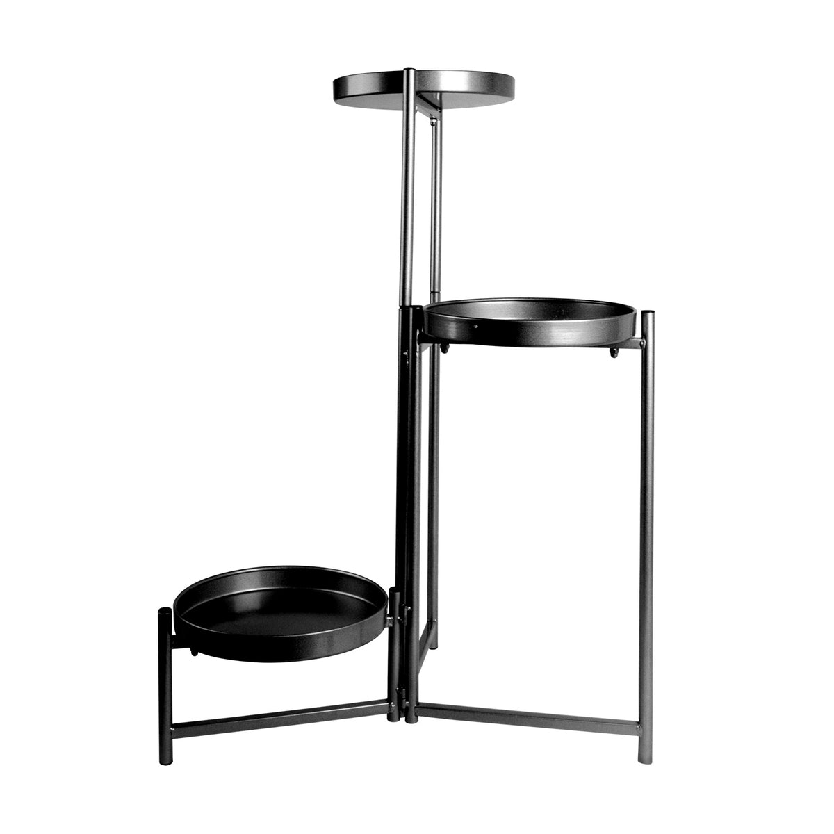 Bigtree 3 Tier Metal Plant Stand with Round Base - Black