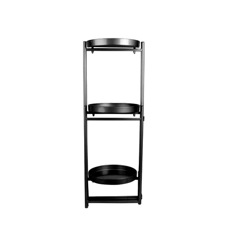 Bigtree 3 Tier Metal Plant Stand with Round Base - Black