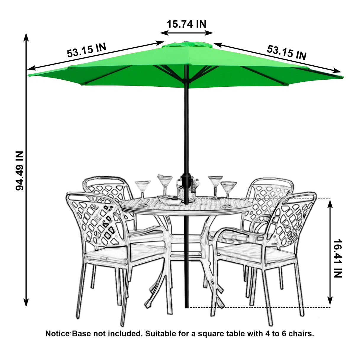 Bigtree 9ft Adjustable Outdoor Patio Umbrella Neon Green