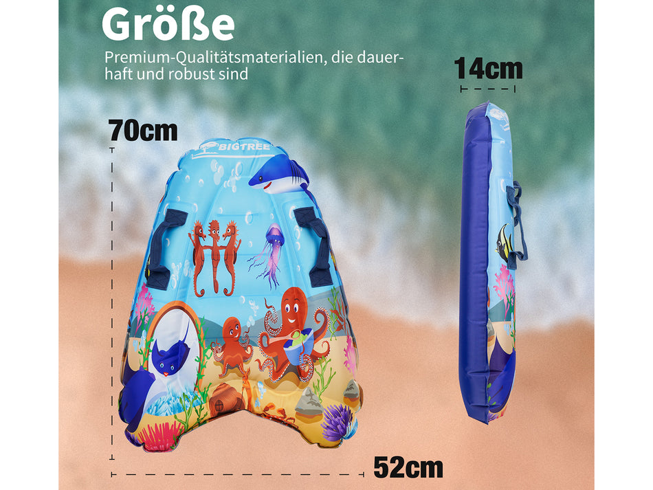 Kids Inflatable Bodyboard, 27.5" Underwater Theme Portable Boogie Board