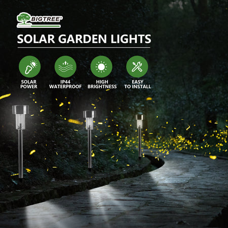 Bigtree 12pk LED Solar Light Pathway Outdoor Garden White