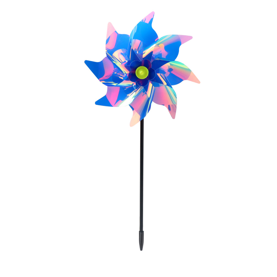 Colorful Flower & Holographic Wind Spinner Set - Decorative Garden Pinwheels for Outdoor Lawn, Patio & Yard Decoration