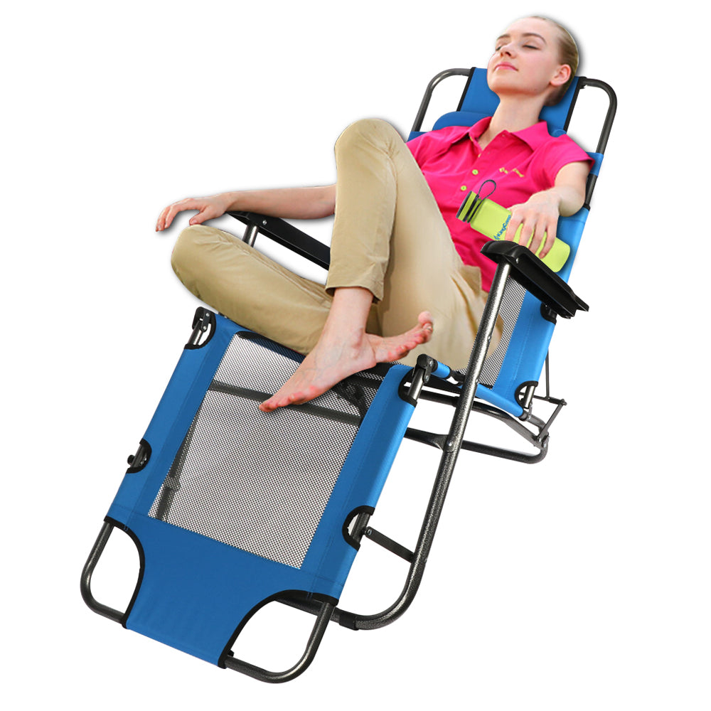 Bigtree Zero Gravity Recliner Deck Patio Beach Chair Blue