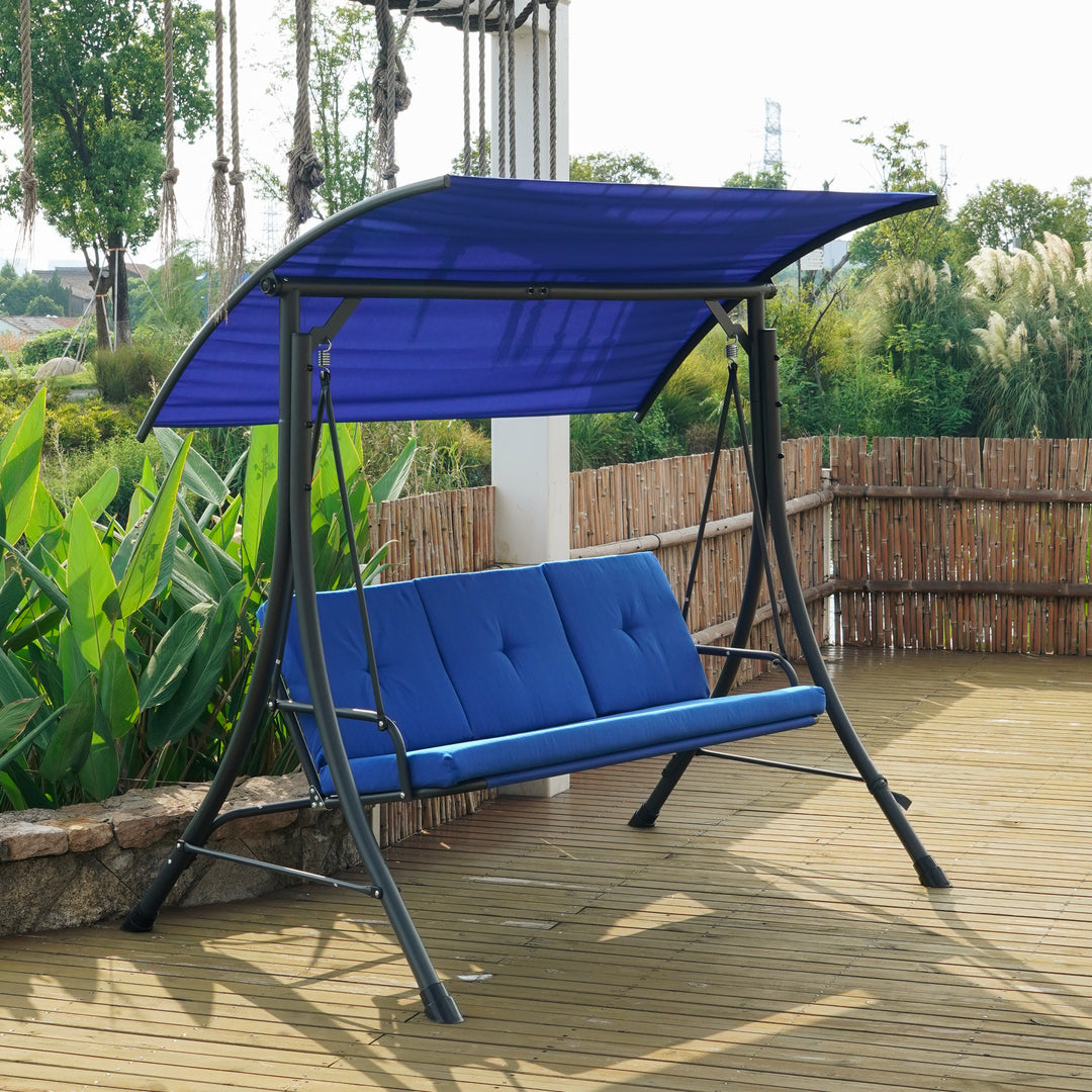 Bigtree 3-Person Blue Swing Chair Glider Outdoor Patio