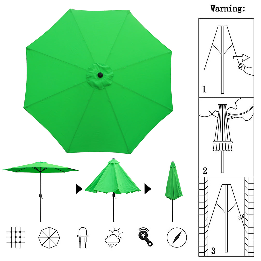 Bigtree 9ft Adjustable Outdoor Patio Umbrella Neon Green