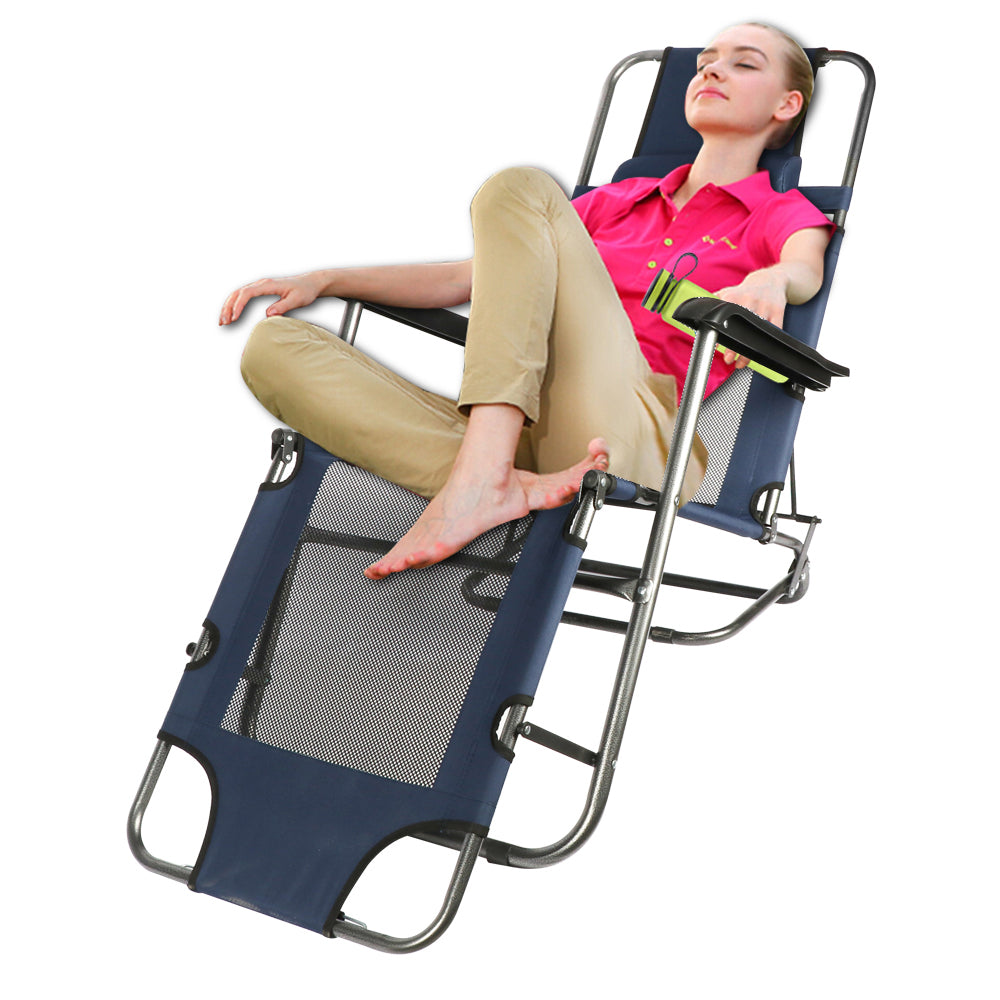 Bigtree Zero Gravity Recliner Deck Patio Beach Chair Navy