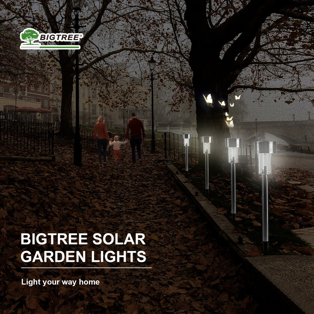 Bigtree 12pk LED Solar Light Pathway Outdoor Garden White