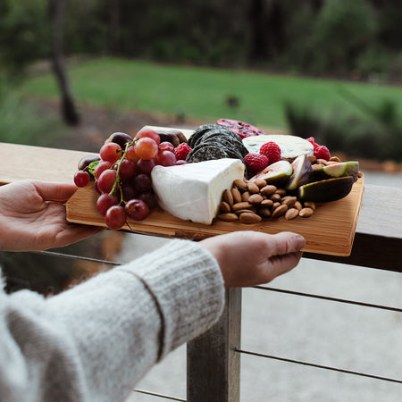 Bigtree Bamboo Cheese Board Serving Platter with Knife Set (7.5 x 15.5)