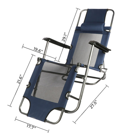 Bigtree Zero Gravity Recliner Deck Patio Beach Chair Navy