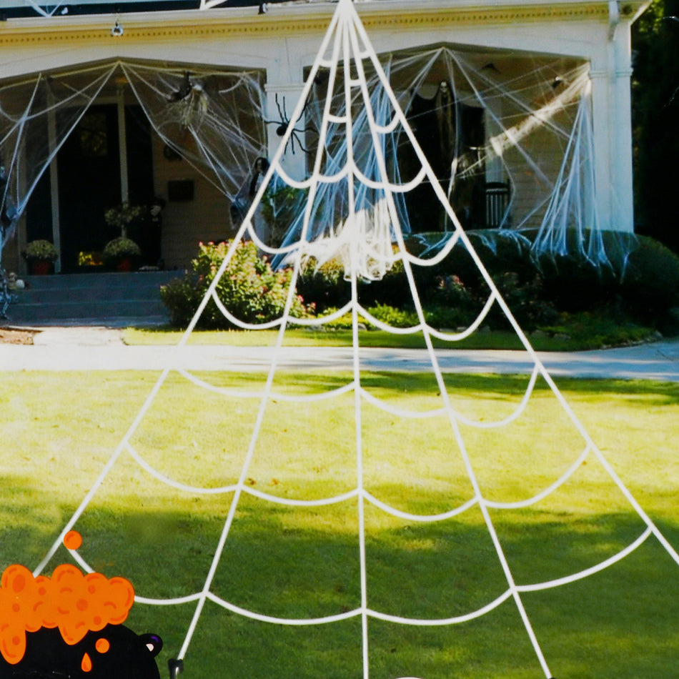 15 ft Giant Triangular Spider Web Halloween Decoration, Outdoor Yard Haunted House Prop with Ground Stakes & Hook