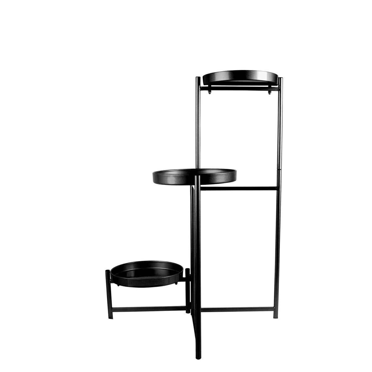 Bigtree 3 Tier Metal Plant Stand with Round Base - Black