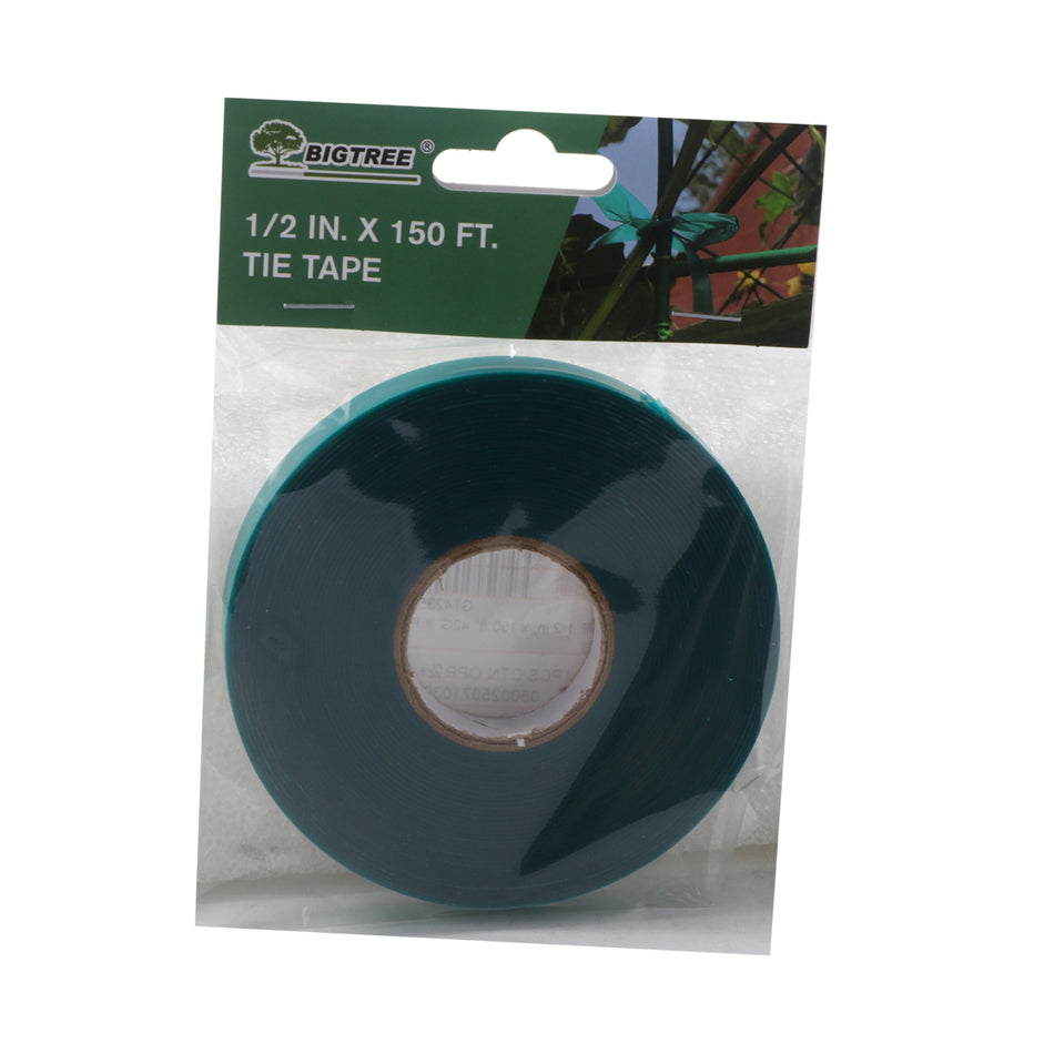 Green Garden Tie Tape 1/2 Inch x 150 Feet - Flexible Plant Tying Tape for Gardening, Vines, and Stems